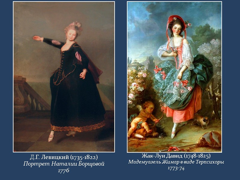 Д.Г. Левицкий (1735-1822) Портрет Наталии Борщовой 1776 Жак-Луи Давид (1748-1825) Мадемуазель Жимар в виде